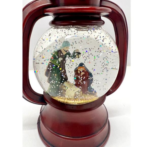 Transpac LED Christmas Nativity Scene Red 7.75 Inch Acrylic Water Globe Lantern - Picture 3 of 4